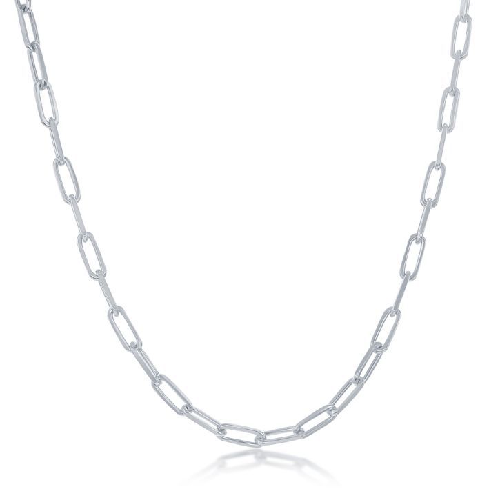 Paperclip Chain - 2.8mm - 18" Rhodium plated Sterling Silver - Click Image to Close